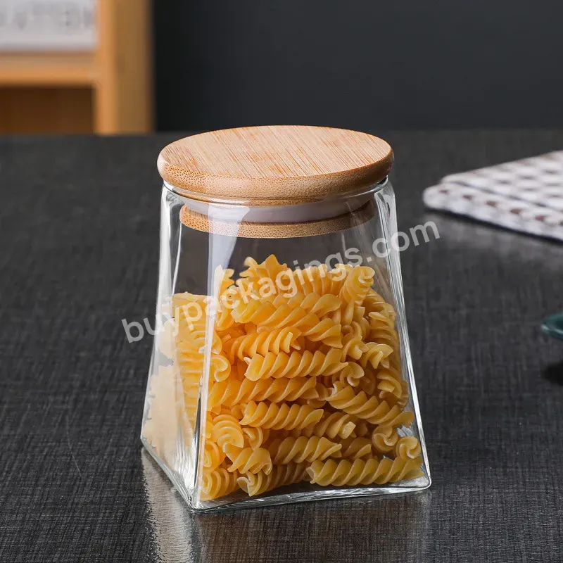 350ml 500ml Hot Sale Coffee Bean Glass Jar Household Irregular Storage Jar Storage Container Bamboo Lid Glass Sealed Jar