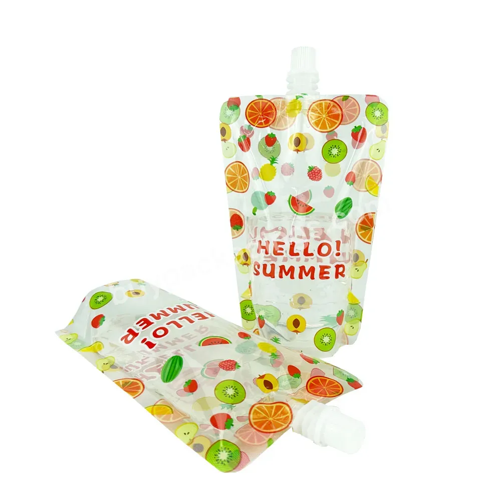 350ml 500ml Wholesale Food Grade Custom Printed Logo Plastic Reusable Stand Up Aluminum Foil Fruit Juice Spout Pouch Bag