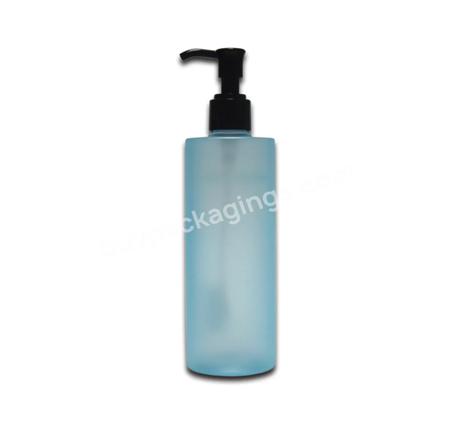350ml Pet Blue Frosted Matte Plastic Shampoo Conditioner Body Moisturizing Cream Packaging Bottle With Black Pump