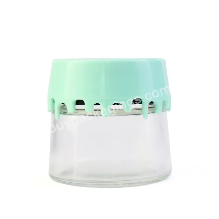 3.5g Printing Flower Child Resistant Shaped Clear Conical Smell Proof Jar Glass Containers With Silicone Plastic Caps