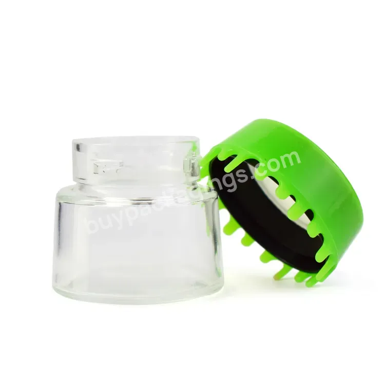 3.5g Printing Flower Child Resistant Shaped Clear Conical Smell Proof Jar Glass Containers With Silicone Plastic Caps