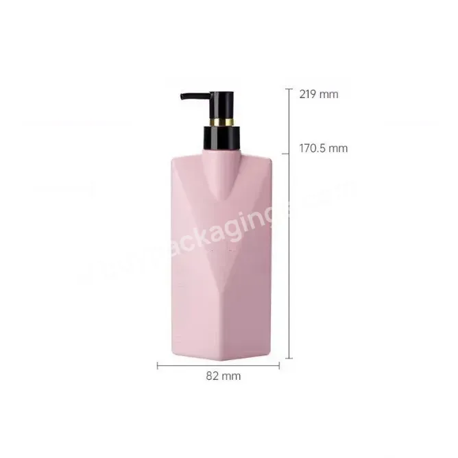 360ml Wholesale Square Diamond Bottle Fancy Shape Pink Plastic Shampoo Body Lotion Empty Bottle With Lotion Pump