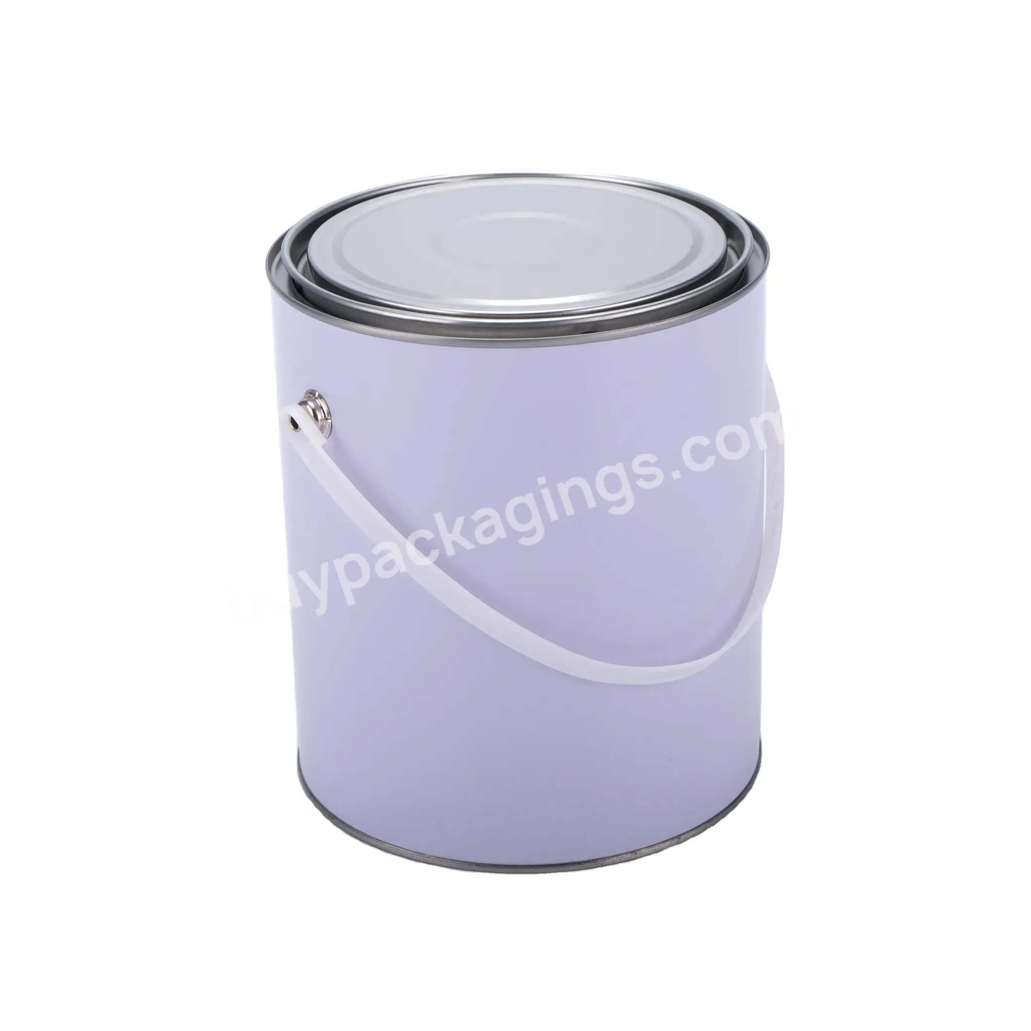 3.7l Round Metal Can Paint Can Chemical Tin Pail With Metal Or Plastic Handle