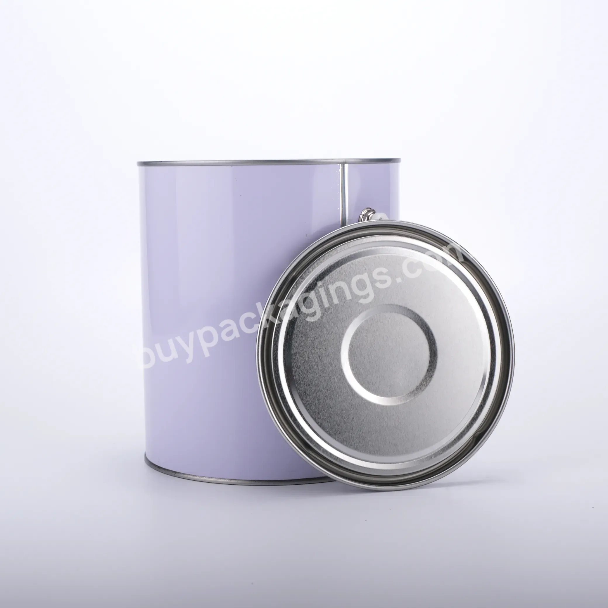 3.7l Round Metal Can Paint Can Chemical Tin Pail With Metal Or Plastic Handle