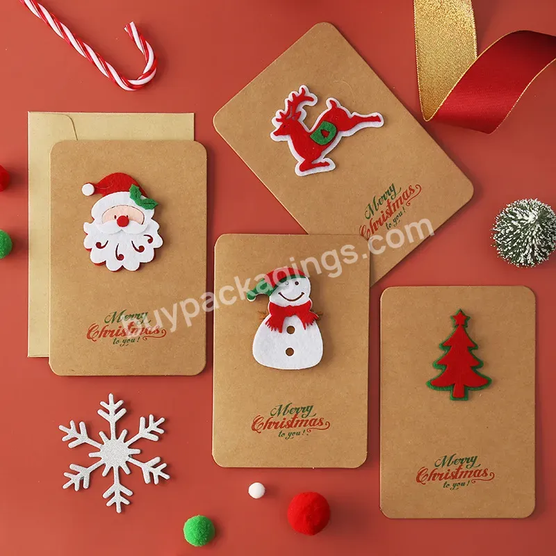 3d Greeting Cards Christmas Vintage Kraft Paper Card Handmade Thanksgiving Christmas Felt Wishes Gift Card With Envelope - Buy Greeting Cards,Greeting Cards Christmas,3d Christmas Cards.