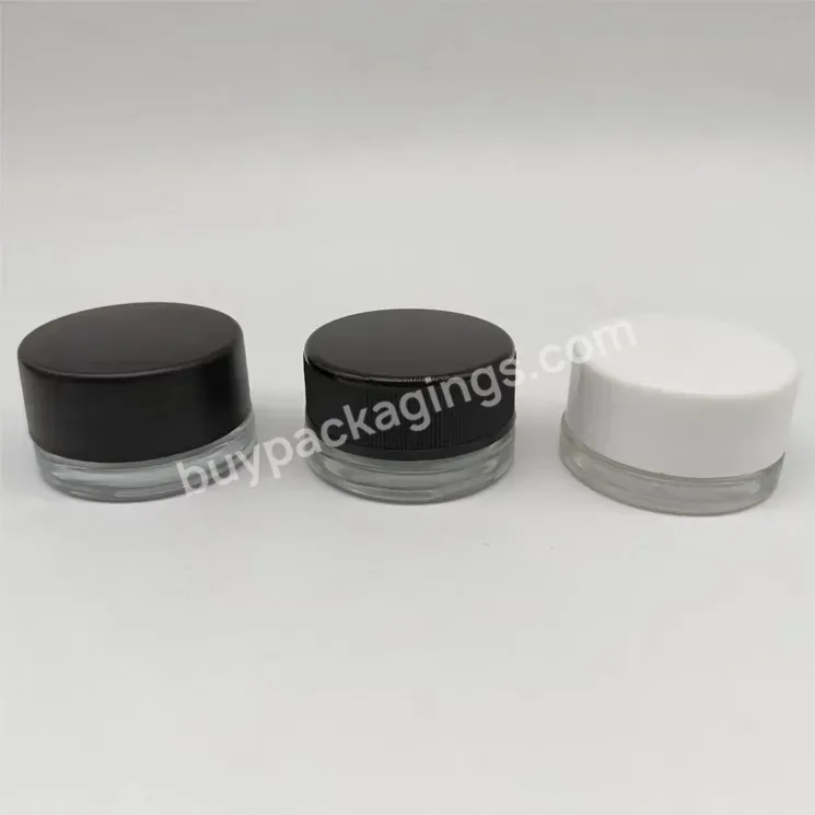 3g 5g 7g 9g Herb Eye Cream Bottle Custom Logo Round And Square Clear Glass Jar With Custom Printed Black Child Proof Lid