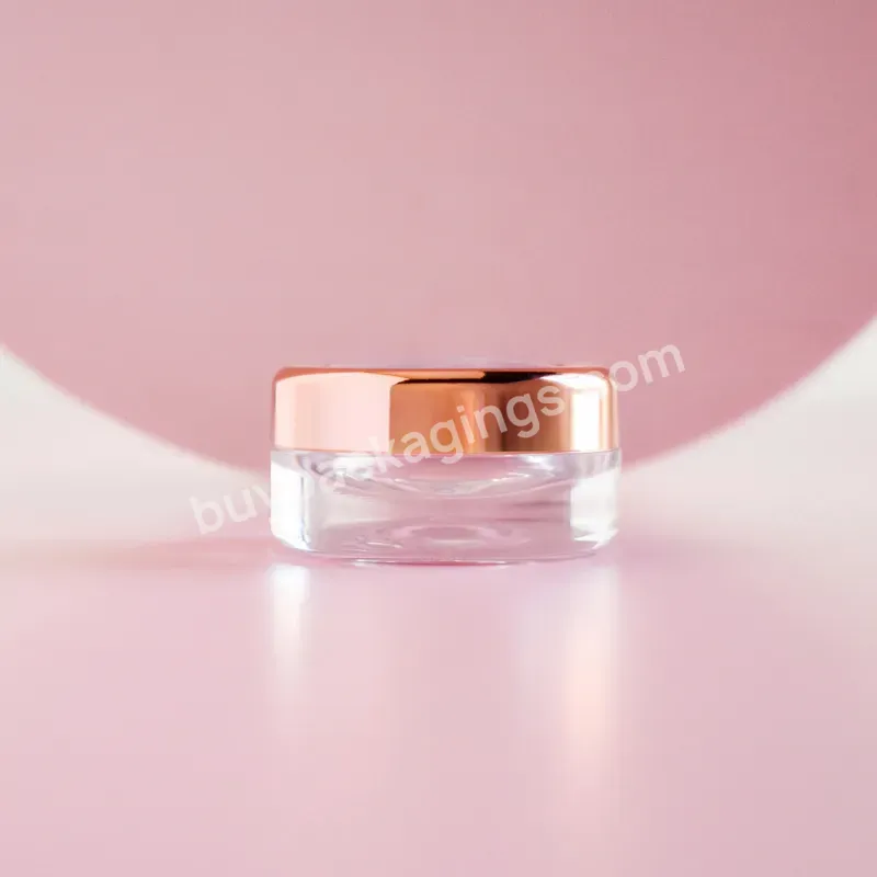 3g 5g Mini Plastic Jars Face Cream Sample Pot Cute Cosmetic Rose Gold Jar Nail Art Container With Clear Window - Buy Nail Glitter Powder Jars,Powder Container Plastic Jar With Gold Lid,Gel Polish Powder Jar.