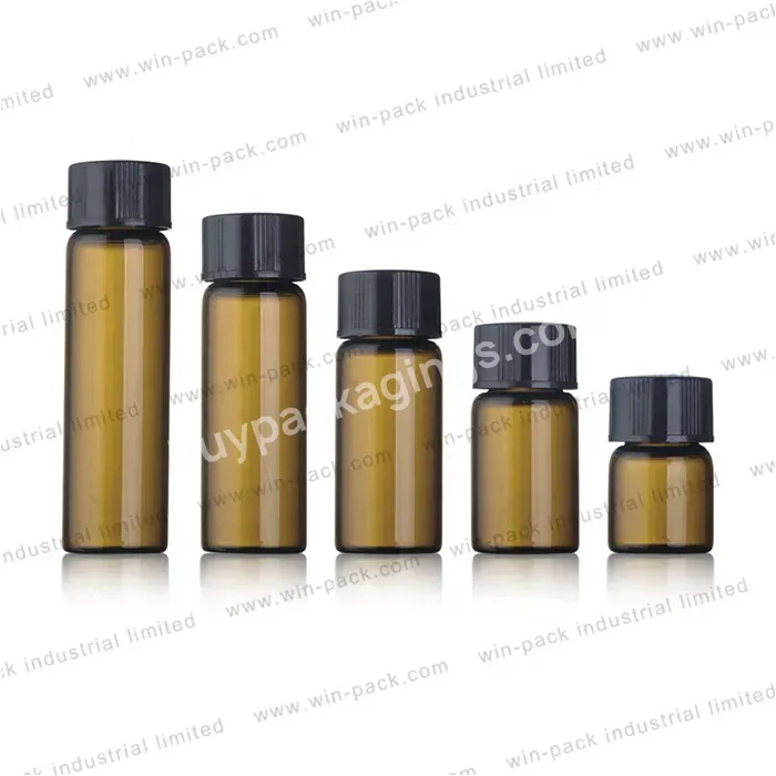 3ml 4ml 5ml Screw Glass Bottle Small Capacity Striped Black Plastic Screw Glass Bottle Can Be Filled With Essential Oils