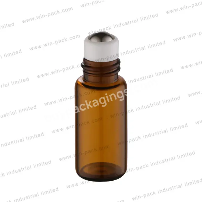 3ml 5ml 8ml 10ml 12ml Small Amber Color Tubing Glass Roll On Bottle Withstainless Steel Ball And Metal Cap