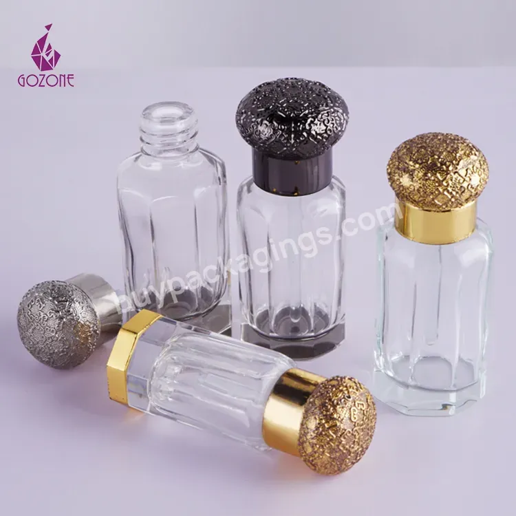 3ml 6ml 12ml Arabian Attar Decorative Glass Oud Perfume Bottle With Zamac Cap