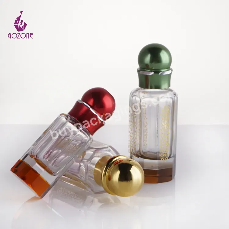 3ml 6ml 12ml Empty Attar Crystal Glass Bottle Arabian Oud Perfume Glass Essential Oil Bottles