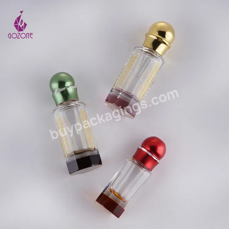 3ml 6ml 12ml Empty Attar Crystal Glass Bottle Arabian Oud Perfume Glass Essential Oil Bottles