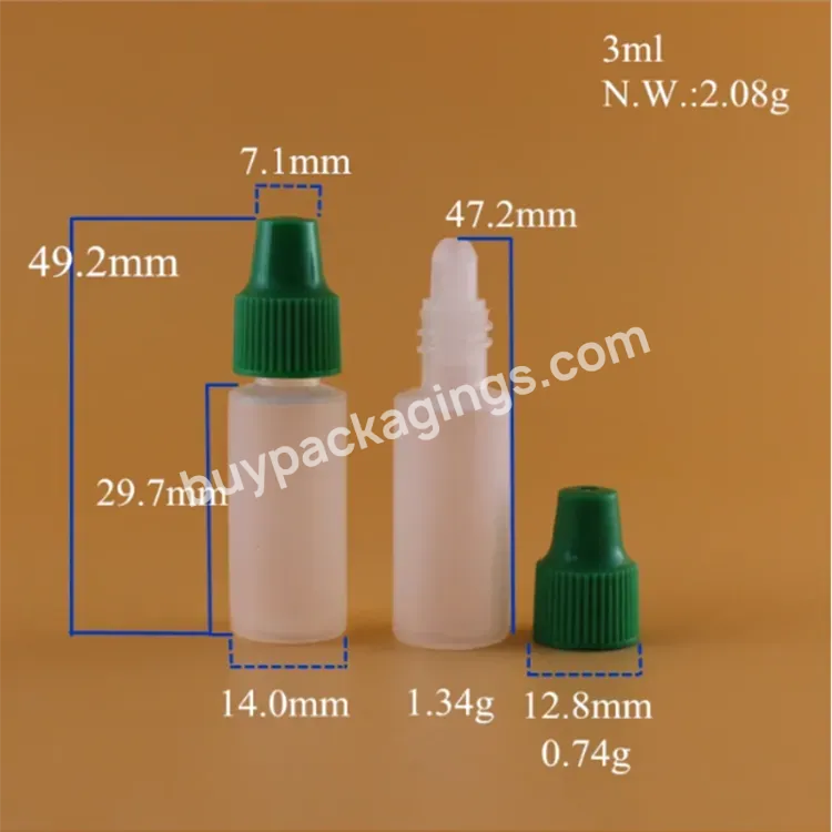 3ml Plastic Eye Drops Container Dropper Medical Squeeze Bottle