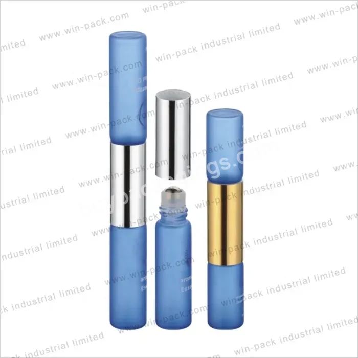 3ml*2 6ml*2 Glass Round Double Ended Side Roll On Glass Bottle Serum Screen Printing Cosmetic Packaging With Steel Roll Ball