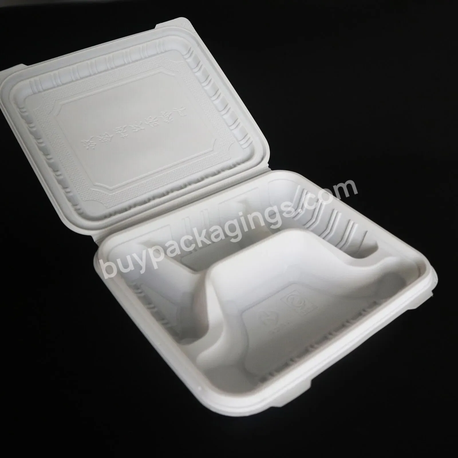 4 Compartment Clam Shell Disposable Takeaway Food Packaging Biodegradable Compostable Lunch Boxes