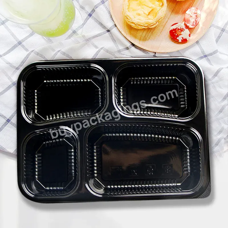 4 Compartment Disposable Food Container 500 Ml Plastic Container With Lid