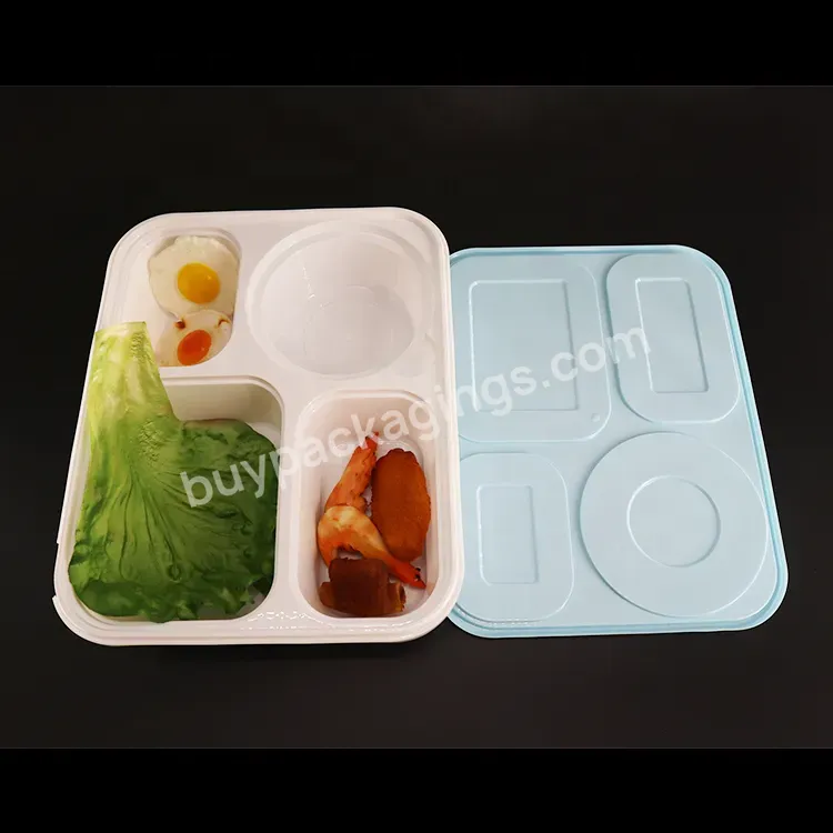 4 Compartment Transparent Pp Pla Biodegradable Corn Starch Disposable Portable Microwave Plastic Bento Lunch Box Mould