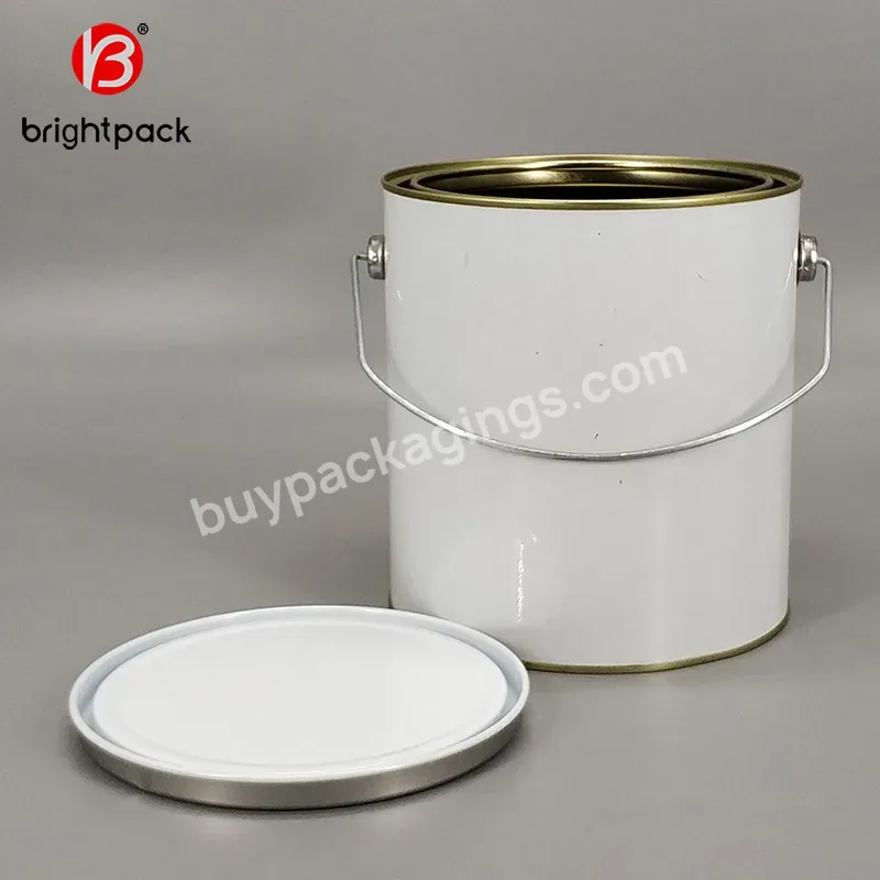 4 Liter / 1 Gallon Empty Metal Tinplate Pails With Triple Tight Lid For Paint