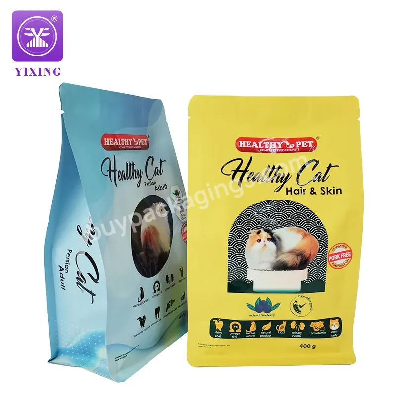 400g 800g Wholesale Custom Metallized Mylar Printed Durable Pet Cat And Dog Food Flat Bottom Bag With Top Zipper