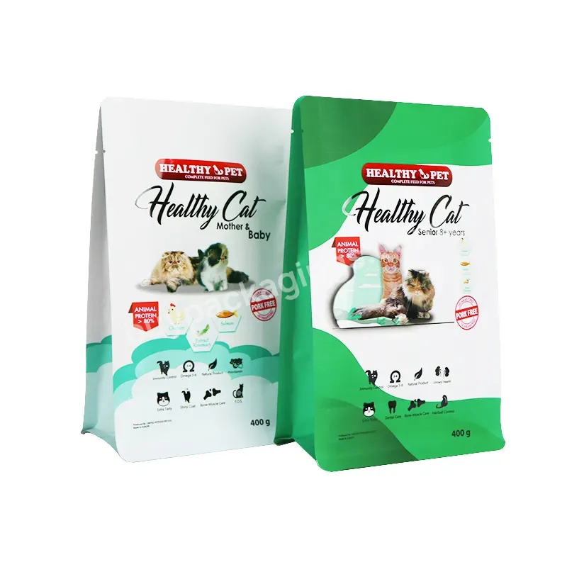400g Pet Snacks Bag Packaging Dog Cat Food Flat Bottom Bag Stand Up Well Heat-sealed Mylar Bag With Zipper