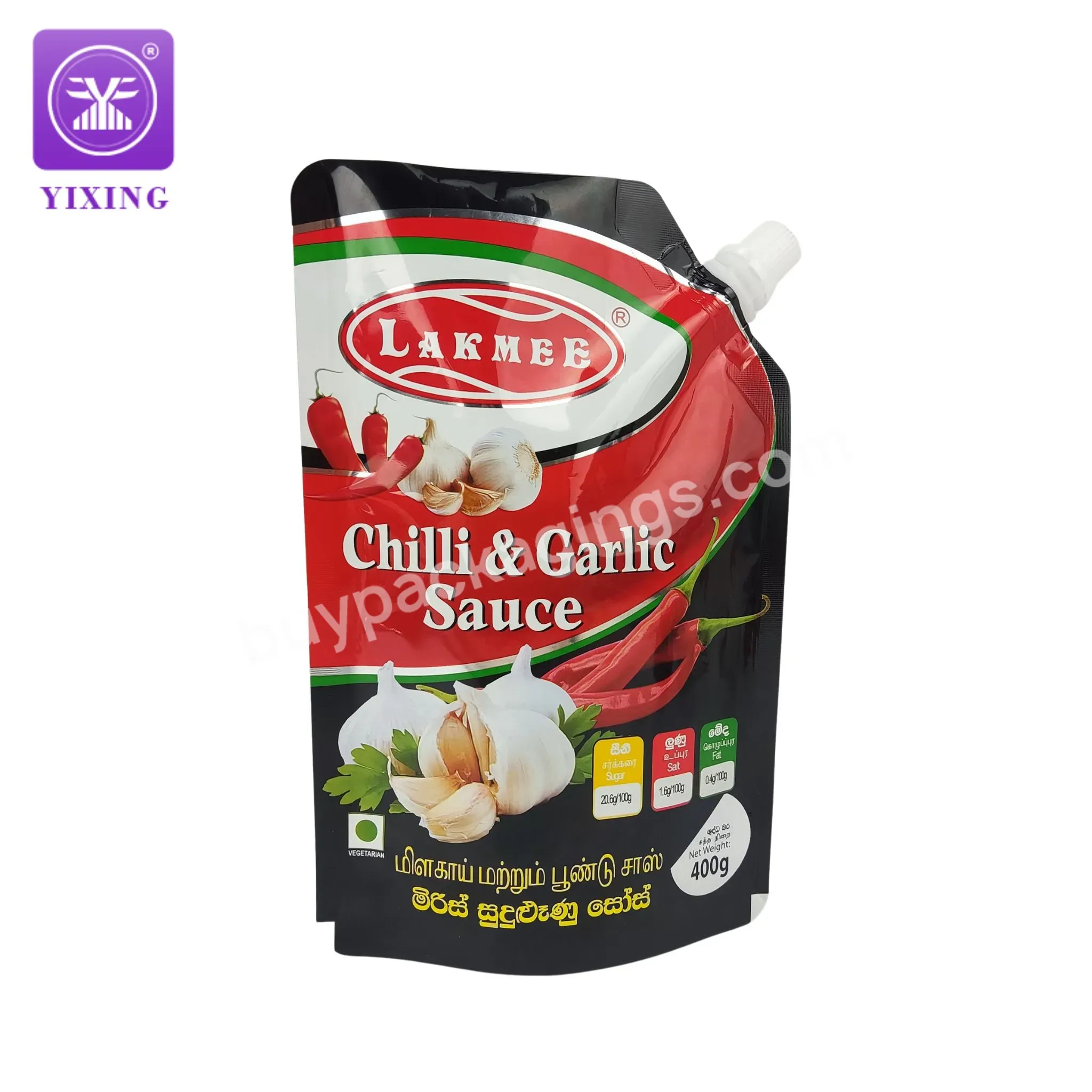 400g Tomato Ketchup Thick Chilli Garlic Sauce Spout Pouch Aluminum Foil Flavoring Packaging Bags