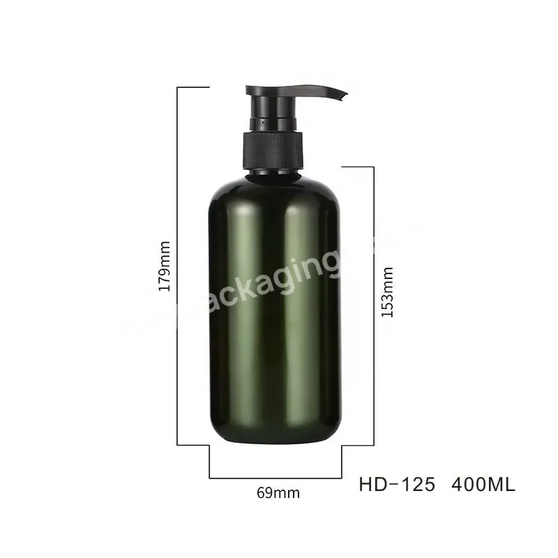 400ml Dark Green Amber Brown Boston Round Shape Plastic Pet Lotion Pump Shampoo Bottles