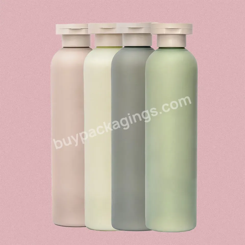 400ml Round Flat Shoulder Soft Touch Lotion Pump Bottle Recyclable Plastic Packaging Shampoo Shower Gel Lotion Bottle