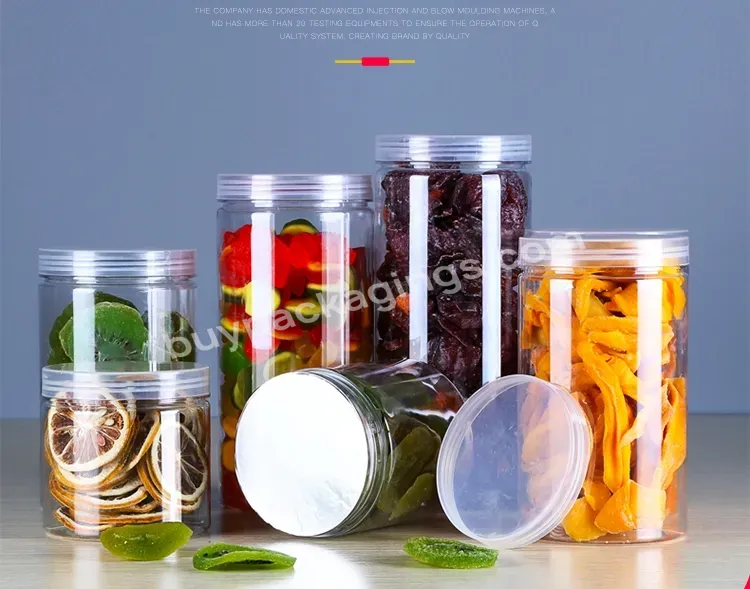 400ml Transparent Dry Food Fruit Pet Plastic Jar With Aluminum Lid Or Plastic Lid