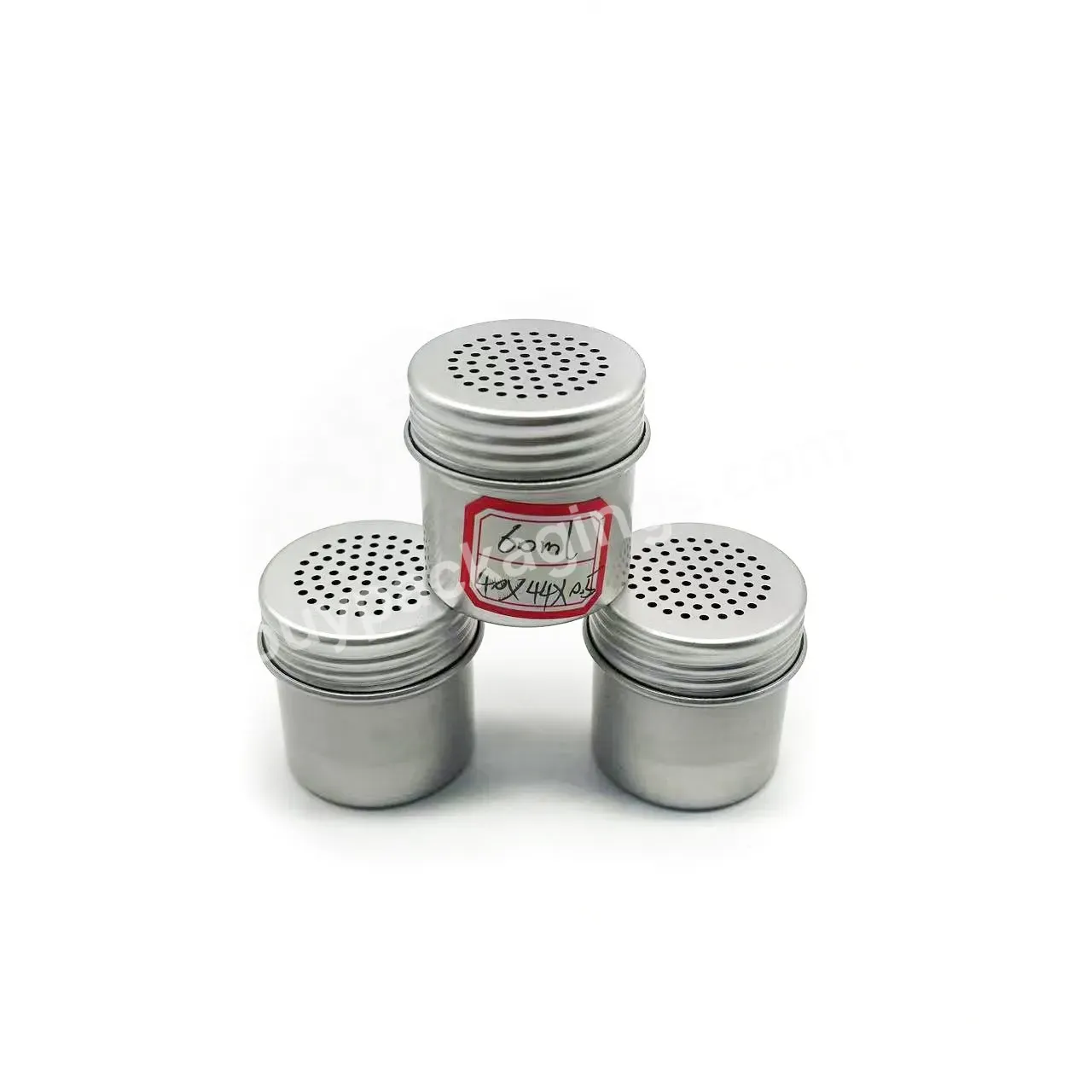 40g Empty Food Grade Metal Tin Cap With Holes For Msg Chili Powder Cumin Powder Silver Aluminum Sprinkling Container