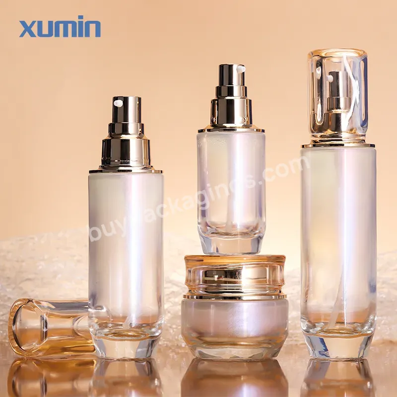 40ml 100 Ml 120ml Gradient Skin Care Glass Bottles Cosmetic 100ml Glass Pump Bottle Packaging With 50g Cream Glass Jars