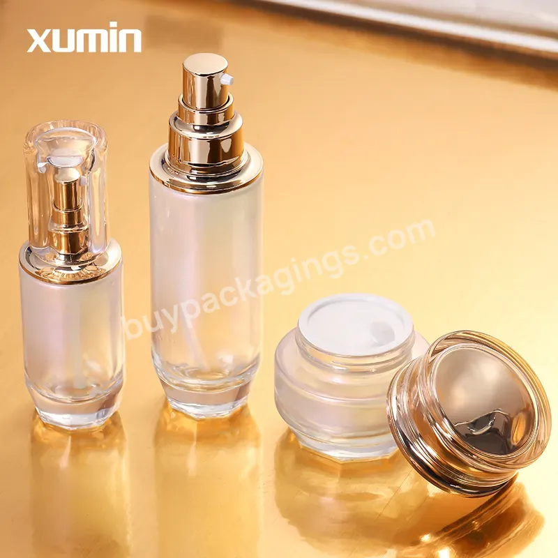 40ml 100 Ml 120ml Gradient Skin Care Glass Bottles Cosmetic 100ml Glass Pump Bottle Packaging With 50g Cream Glass Jars