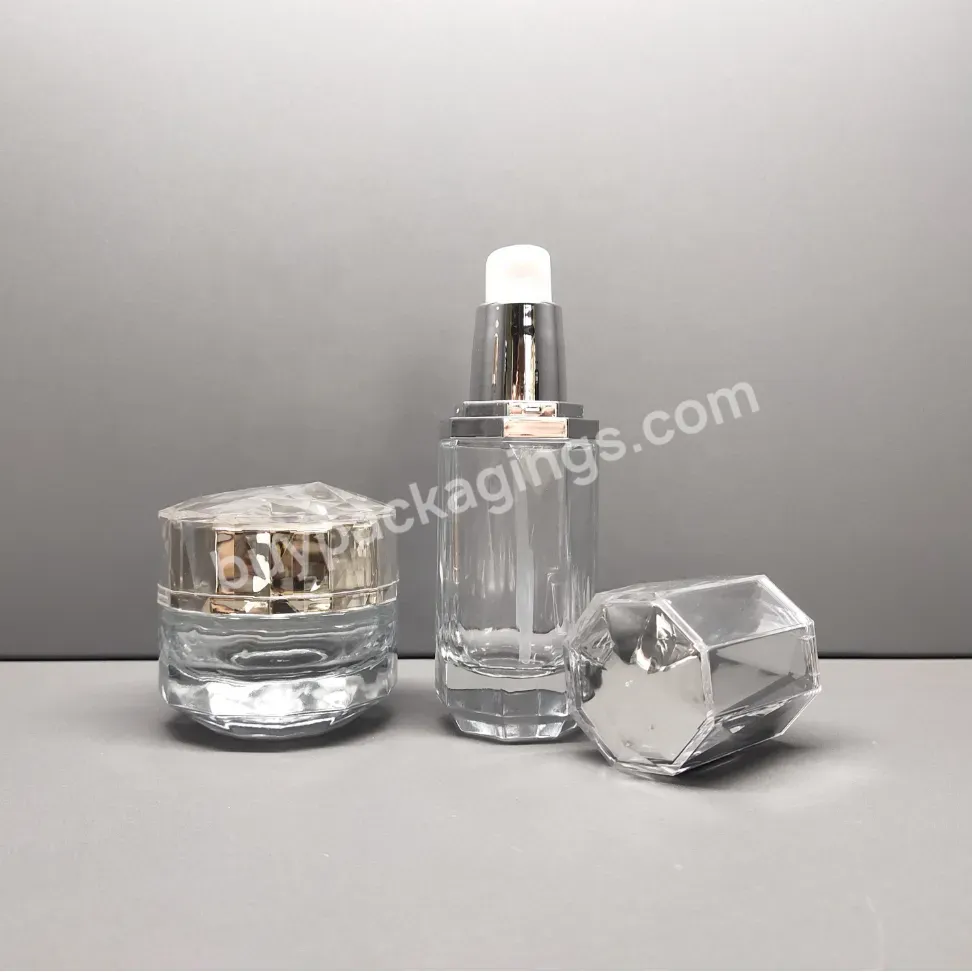 40ml 100ml 120ml Unique Shape Clear Glass Lotion Pump Bottle Cosmetic Personal Care Skin Cream Jar