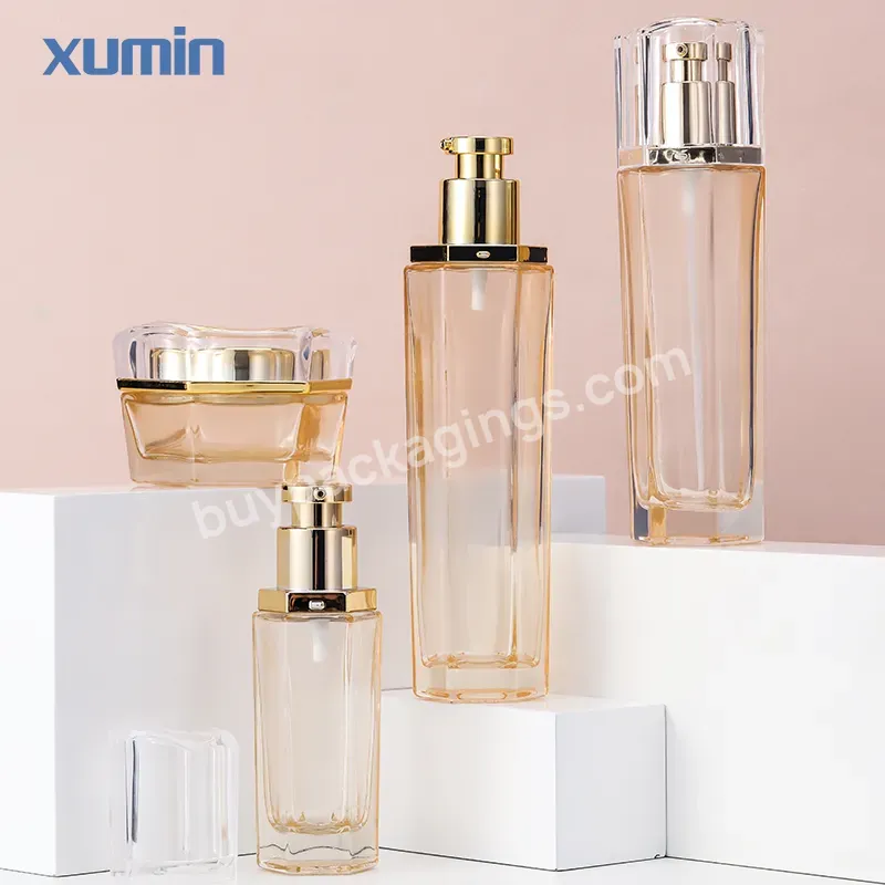 40ml 100ml 130ml Cosmetics Glass Bottle Luxury Glass Skincare Jars And Bottles With Gold Lids For Face Serum And Body Skin Care