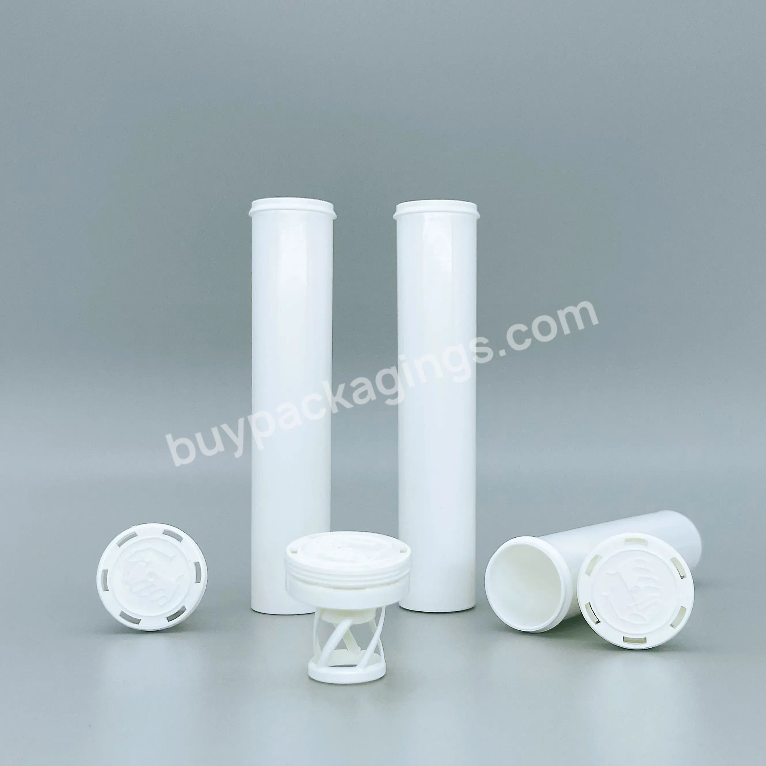 40ml 45ml 55ml White Plastic Tubes For Effervescent With Desiccant Stopper Cover Effervescent Tablet Bottle With Silica Gel