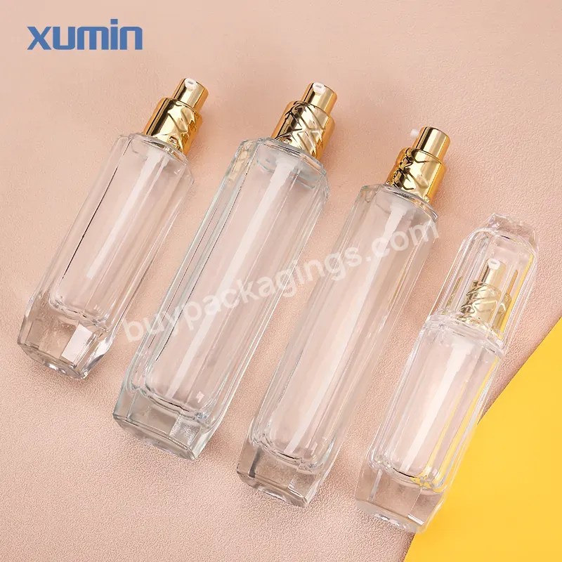 40ml 50ml 80ml 110ml Cosmetic Glass Bottle Set Skincare Container Clear Serum Pump Glass Bottles 30g 50g Glass Jars With Lids