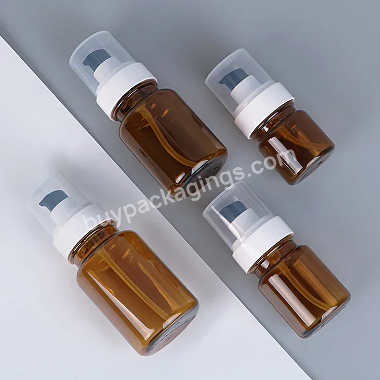 40ml 60ml 100ml 130ml Pet Lotion Toner Amber Color Eye Cream Serum Packaging Spray Pump Bottle With Cap