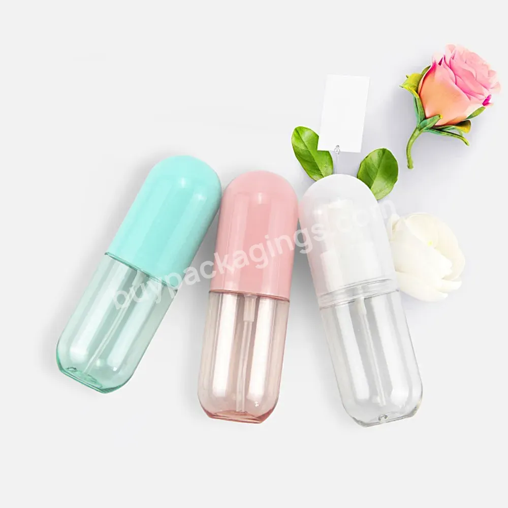 40ml 60ml 120ml 150ml 300ml Lotion Pump Transparent Packaging Blue Pink Clear Color Pill Capsule Shaped Plastic Bottle