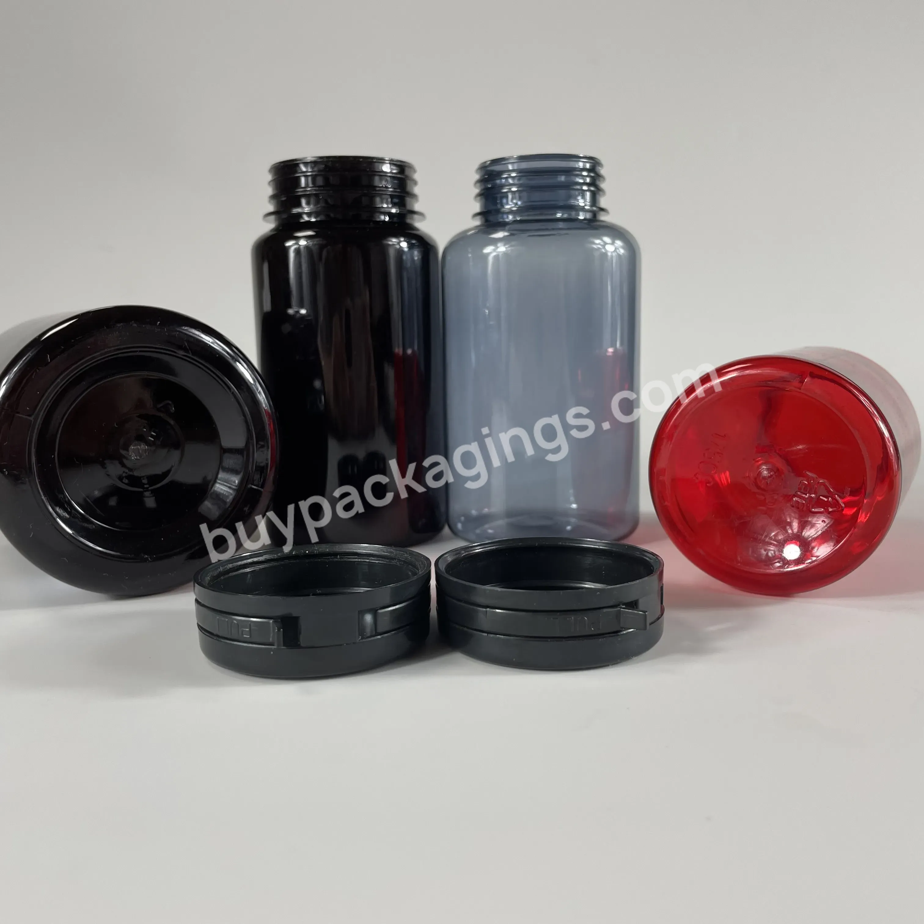 40ml 60ml 80ml 100ml 120ml 150ml Plastic Capsule Bottle Pet Medicine Pill Bottles With Tear Pull Cap