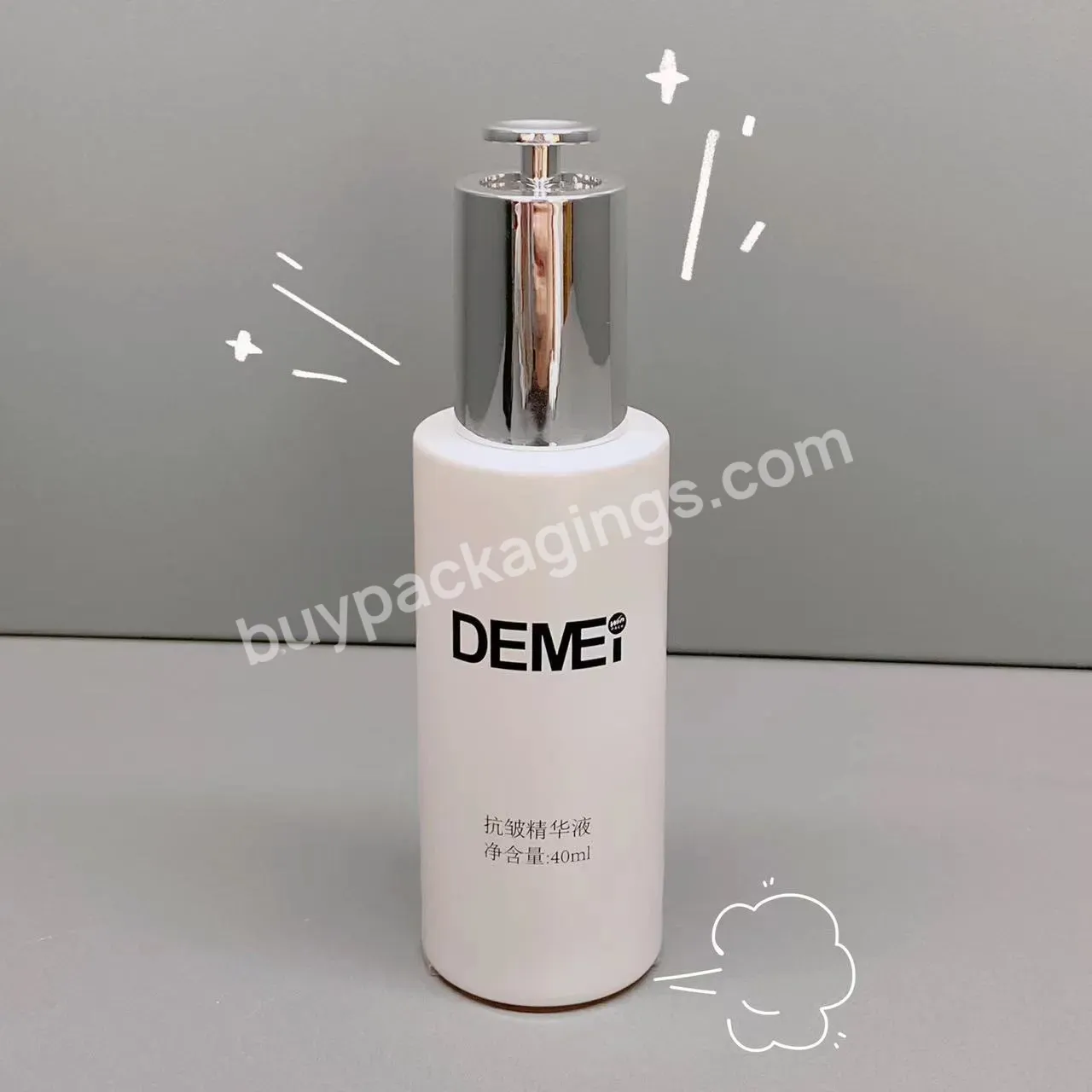40ml Pearl White Glass Press Dropper Bottle Serum Glass Bottle Cosmetic Essential Oil Packing