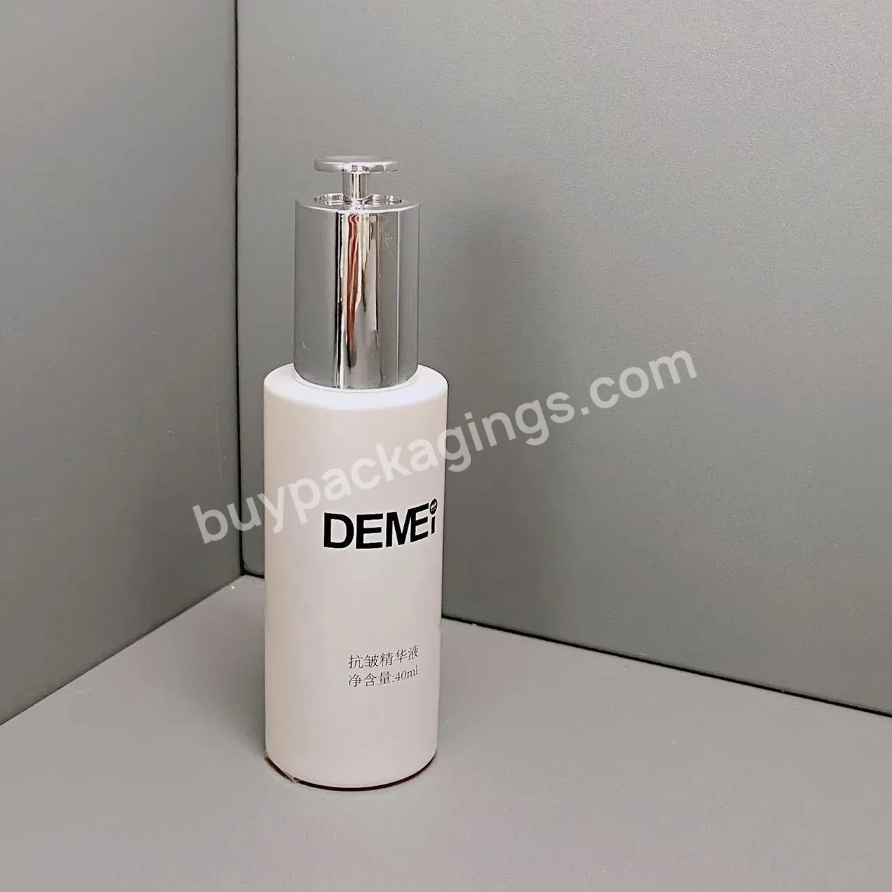 40ml Pearl White Glass Press Dropper Bottle Serum Glass Bottle Cosmetic Essential Oil Packing