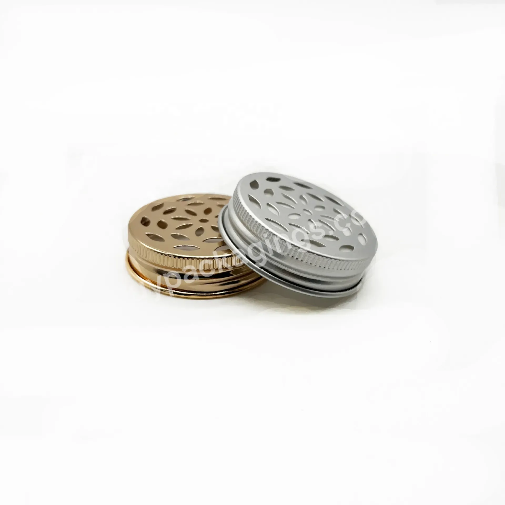 44mm Silver Gold Metal Air Freshener Cap Lid With Custom Logo Aluminum Cap With Hole For Container Jars