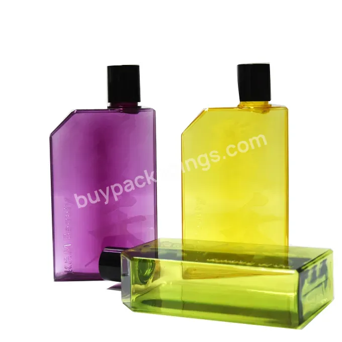 450ml Petg Luxury Plastic Flat Bottle Custom Empty Shampoo Bottle Body Wash Hand Sanitizer Plastic Lotion Bottle With Cap