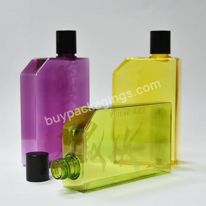 450ml Petg Luxury Plastic Flat Bottle Custom Empty Shampoo Bottle Body Wash Hand Sanitizer Plastic Lotion Bottle With Cap