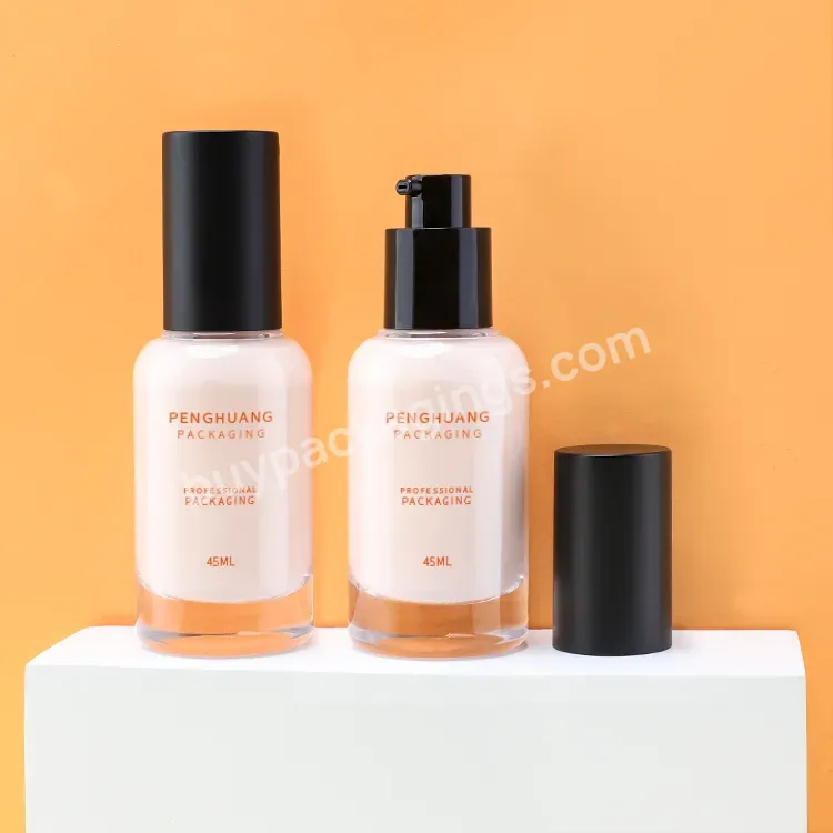 45ml Bb Cream Makeup Cosmetic Press Pump Bottle Glass Packaging Straight Tube Empty Liquid Foundation Glass Bottles - Buy Liquid Foundation Glass Bottle,Lotion Pump Bottle,Make Up Foundation Bottle.