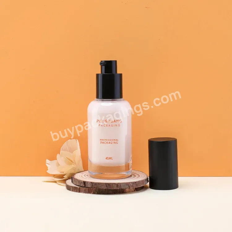 45ml Bb Cream Makeup Cosmetic Press Pump Bottle Glass Packaging Straight Tube Empty Liquid Foundation Glass Bottles - Buy Liquid Foundation Glass Bottle,Lotion Pump Bottle,Make Up Foundation Bottle.