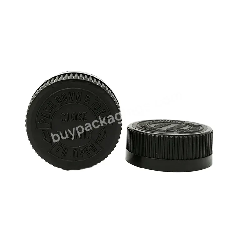 45mm Black Child Lock Cap For Capsule Bottle