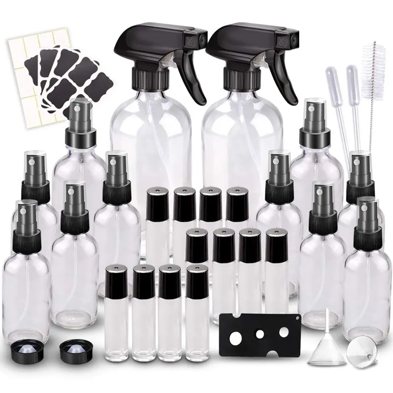 481016oz 103050100500ml Refillable Cosmetic Perfume Oil Room Empty Amber Small Containers Plastic Spray Bottles Sets