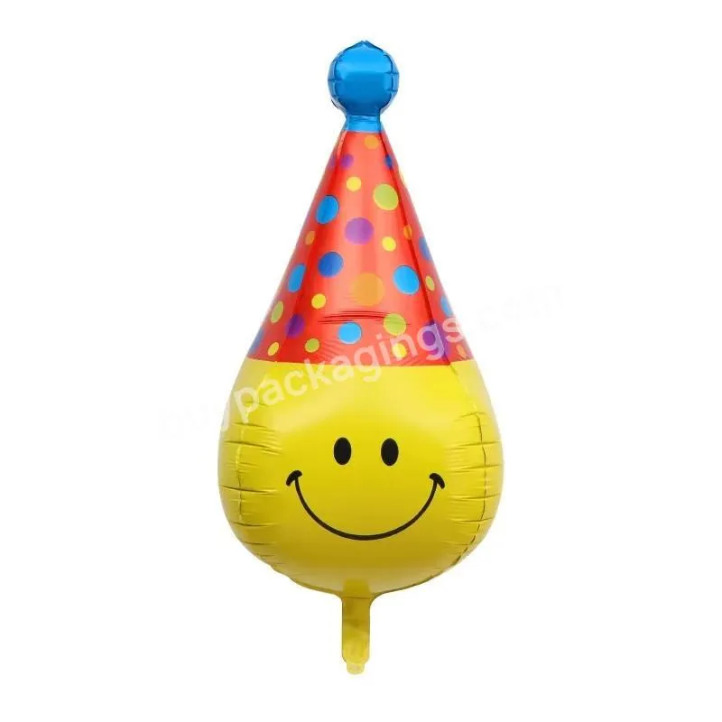 4D Clown Smile Hat Smiley Balloons Happy Face Hat Shape Foil Balloons Birthday Party wedding Decoration Balloon