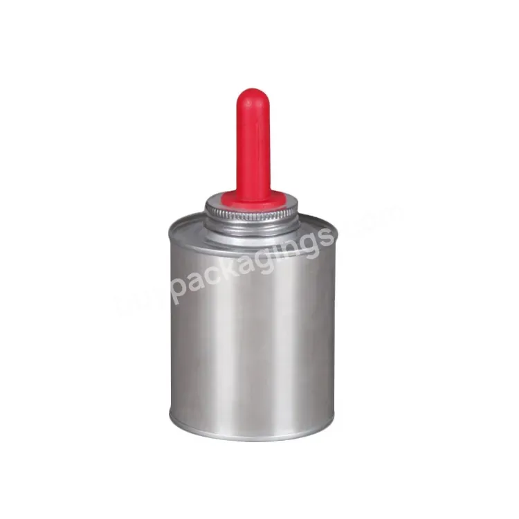 4oz 118ml Brush Top Pvc Glue Round Metal Tin Can