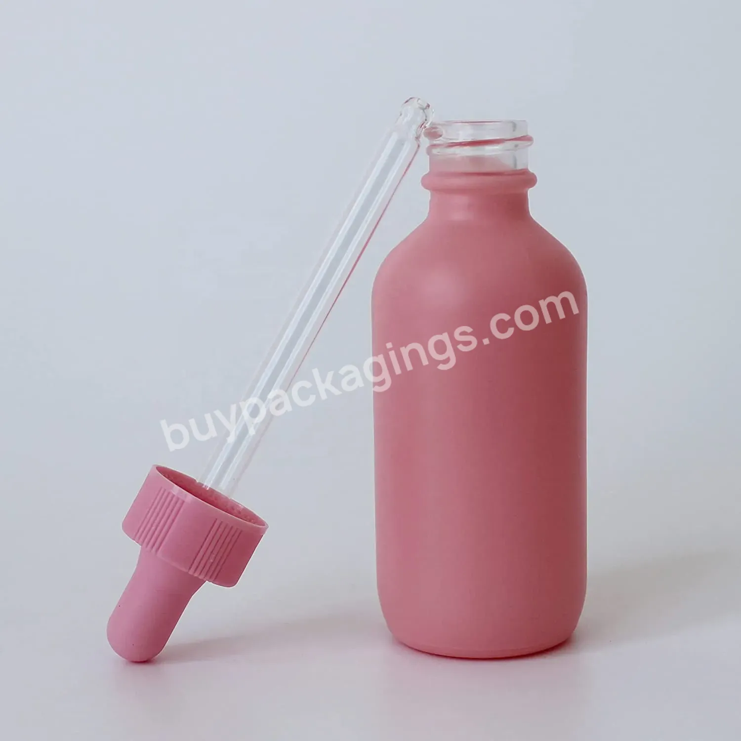 4oz 2oz 1oz 0.5oz Romantic Pink Color Boston Round Essential Oil Glass Bottle With Graduated Pipette